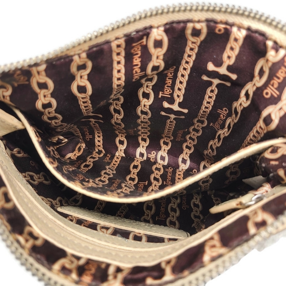 Tignanello Cream Tan Leather Outer Pouch Wallet Organizer Zip-Close Crossbody - Picture 8 of 12
